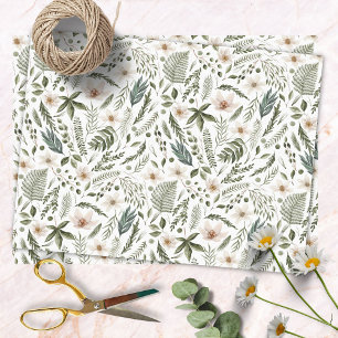 Papel De Seda Padrão de Jardim Botânico Floral Aquarela