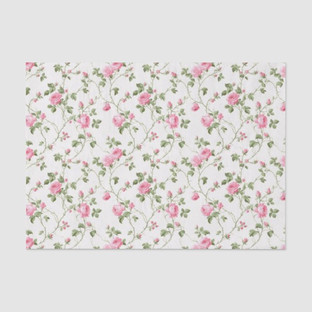 Papel De Seda Padrão de Jardim de Algodão Rosa Floral (Frente )