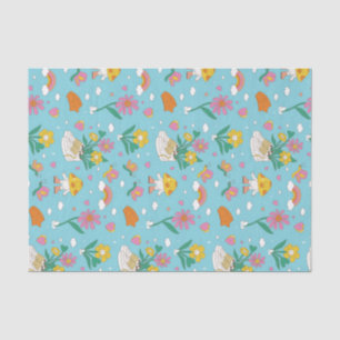 Papel De Seda Padrão de Jardim de Flores Retro Legal Dia dos Nam