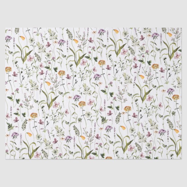 Papel De Seda Padrão de Jardim de Flores Silvestres (Frente )