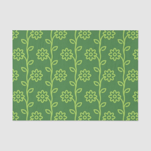 Papel De Seda Padrão de Jardim Flor Verde (Frente )