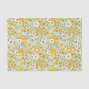 Papel De Seda Padrão de Jardim Floral Amarelo