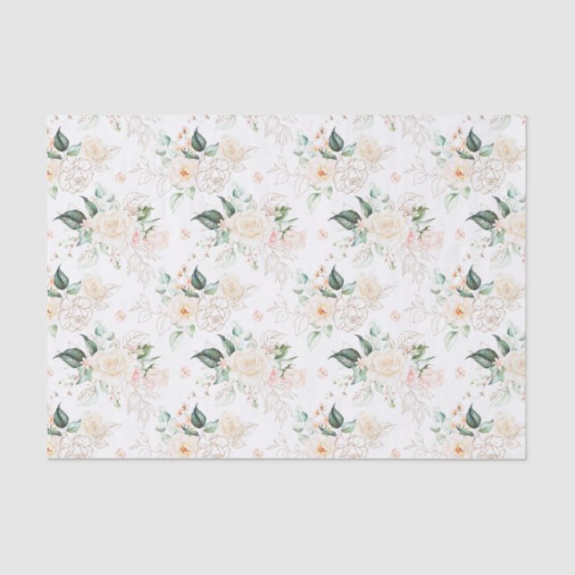 Papel De Seda Padrão de Jardim Floral rosa (Frente )