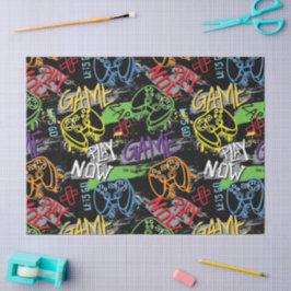 Papel De Seda Padrão de Jogo Grafite Neon