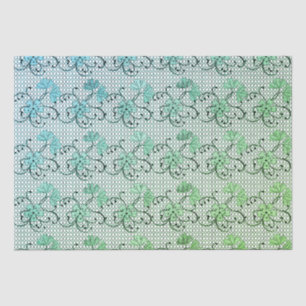 Papel De Seda Padrão De Lace Floral Azul E Verde