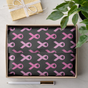 Papel De Seda Padrão de Laço Rosa de Conscientização do Câncer d