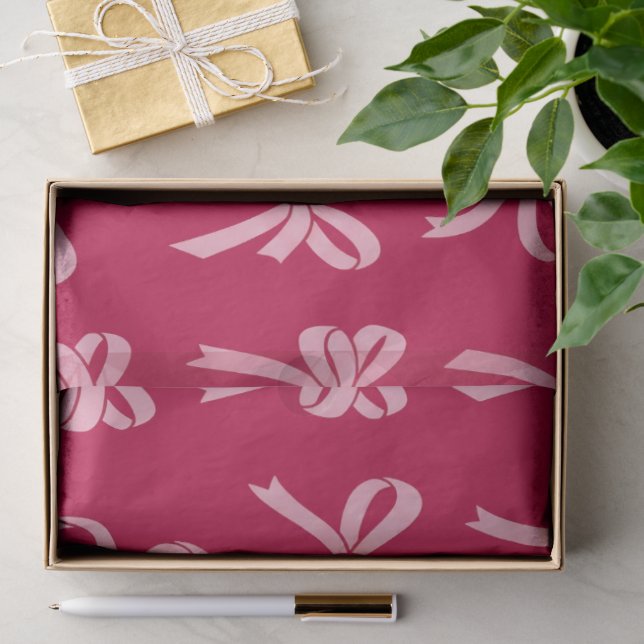 Papel De Seda Padrão de Laços Rosa Menina Sedutora (Presente)