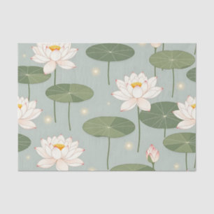 Papel De Seda Padrão de Lago de Lótus Lírio de Água