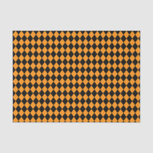 Papel De Seda Padrão de laranja e preto de verificação do Hal