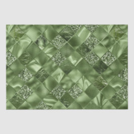 Papel De Seda Padrão de Latilha de Diamante Verde Elegante