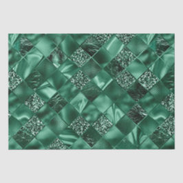 Papel De Seda Padrão de Latilha de Diamante Verde Elegante