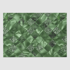 Papel De Seda Padrão de Latilha de Diamante Verde Elegante