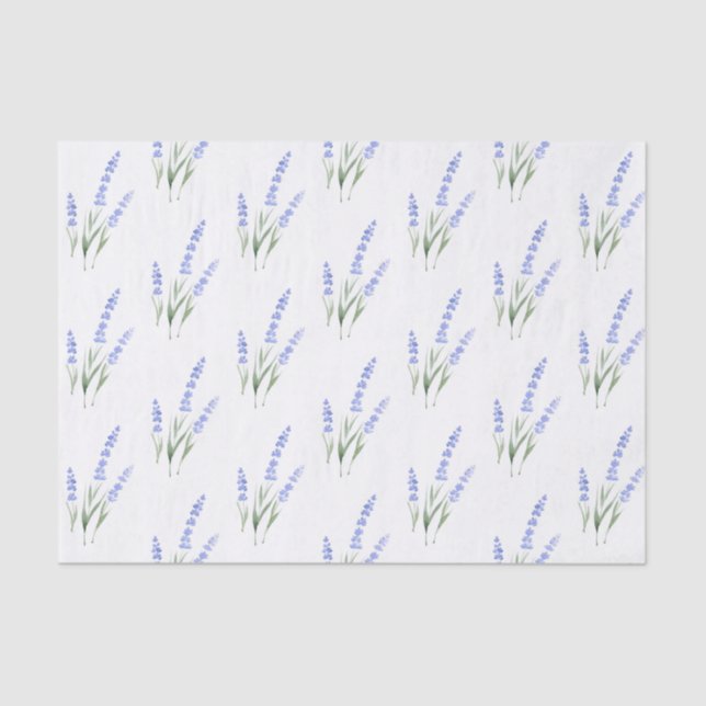 Papel De Seda Padrão de Lavanda de Aquarela (Frente )