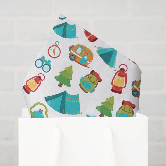 Papel De Seda Padrão de lenço de festa de acampamento fofo (Sacola de presentes)