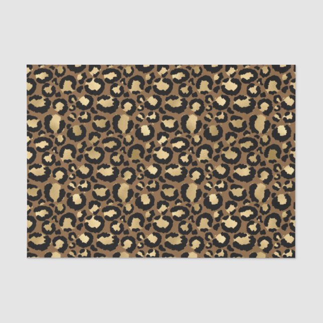 Papel De Seda Padrão de leopardo dourado (Frente )