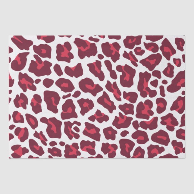 Papel De Seda Padrão de Leopardo Vermelho do Vinho (Frente )
