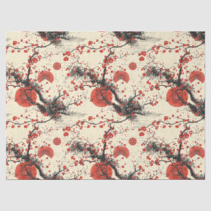 Papel De Seda Padrão de Leque de Flor de Cerejeira Japonesa (4)