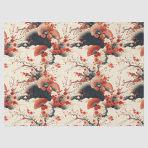 Papel De Seda Padrão de Leque de Flor de Cerejeira Japonesa (7)