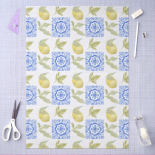 Papel De Seda padrão de limão cítrico Mediterrâneo