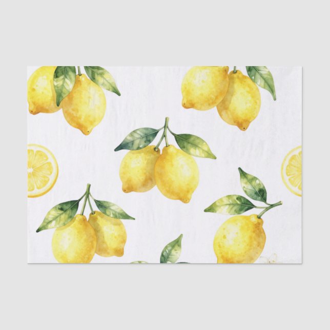 Papel De Seda Padrão de Limão em Aquarela (Frente )