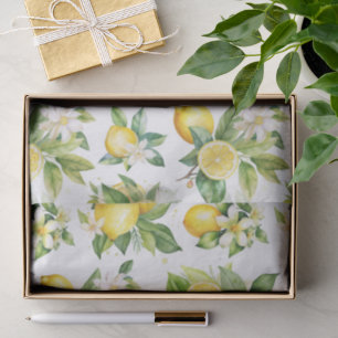 Papel De Seda Padrão de limão, flores de limão, folhas, citrinos