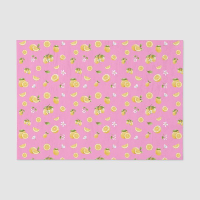 Papel De Seda Padrão de limão rosa (Frente )