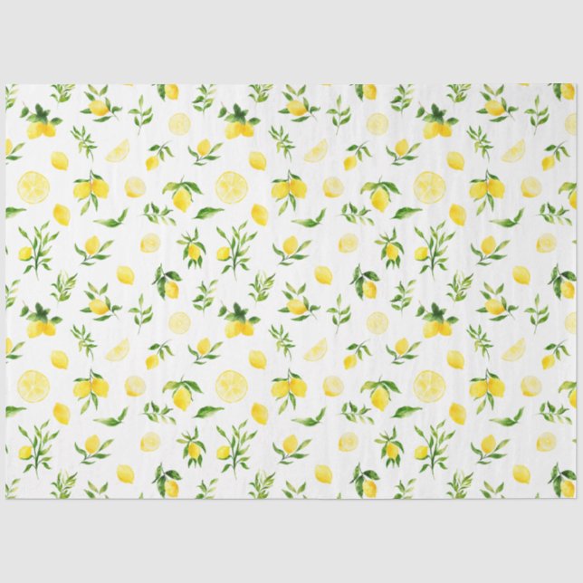 Papel De Seda Padrão de limões e folhagens (Frente )