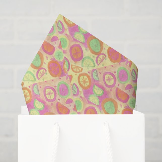 Papel De Seda Padrão de Limonada Rosa (Sacola de presentes)