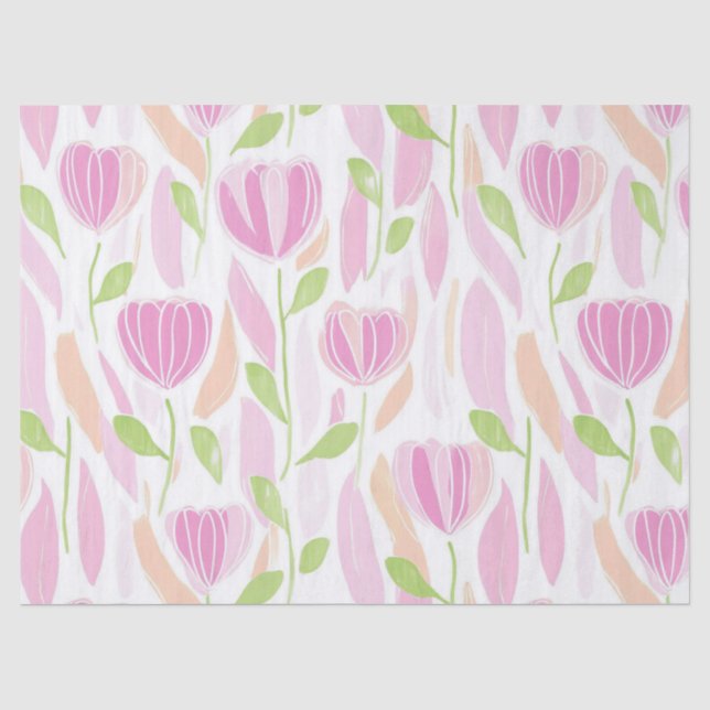 Papel De Seda Padrão de Linha Floral Abstrata Moderna (1) (Frente )