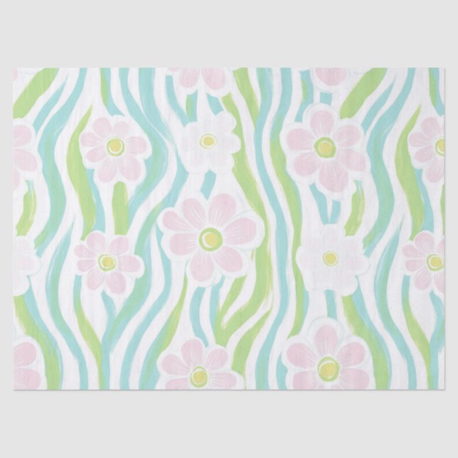 Papel De Seda Padrão de linha floral abstrata moderna (8) (Frente )
