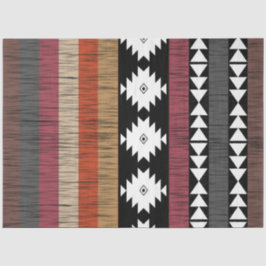 Papel De Seda Padrão de Linhas Coloridas Étnicas Nativas