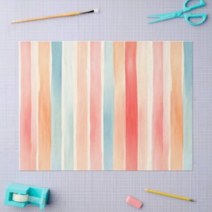 Papel De Seda Padrão de Listra Colorido Aquarela Brilhante
