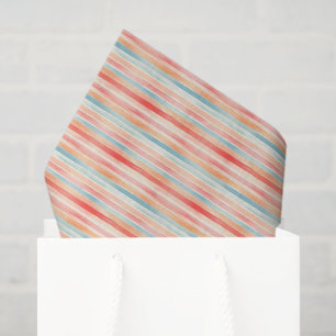 Papel De Seda Padrão de Listra Colorido Aquarela Brilhante