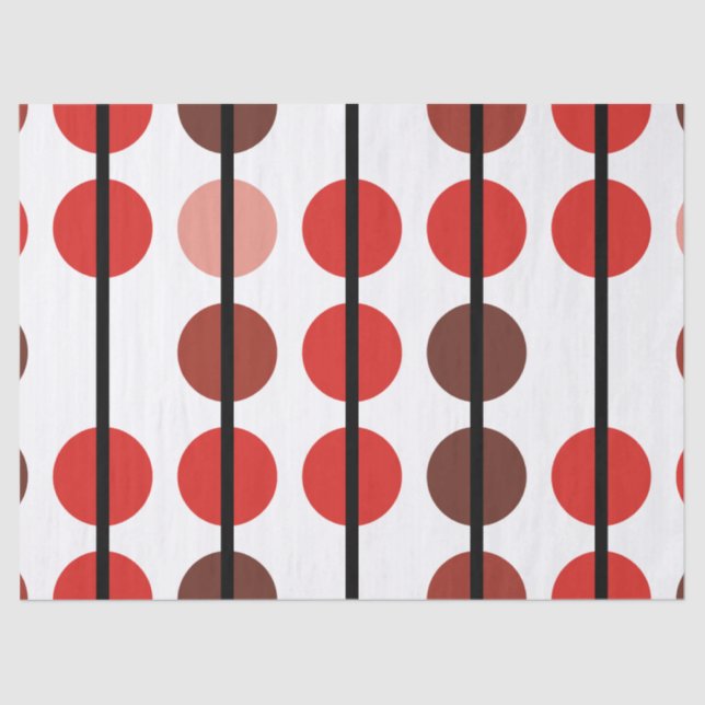 Papel De Seda Padrão de Listra com Bolinhas Vermelhas e Marrons (Frente )