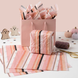 Papel De Seda Padrão de Listra Pastel Fantasmas Fantasmagóricos