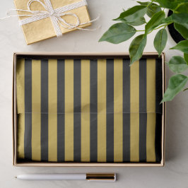 Papel De Seda Padrão de Listra Preto e Dourado Metálico Premium