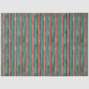 Papel De Seda Padrão de Listra Verde Vermelho Aquarela Natal