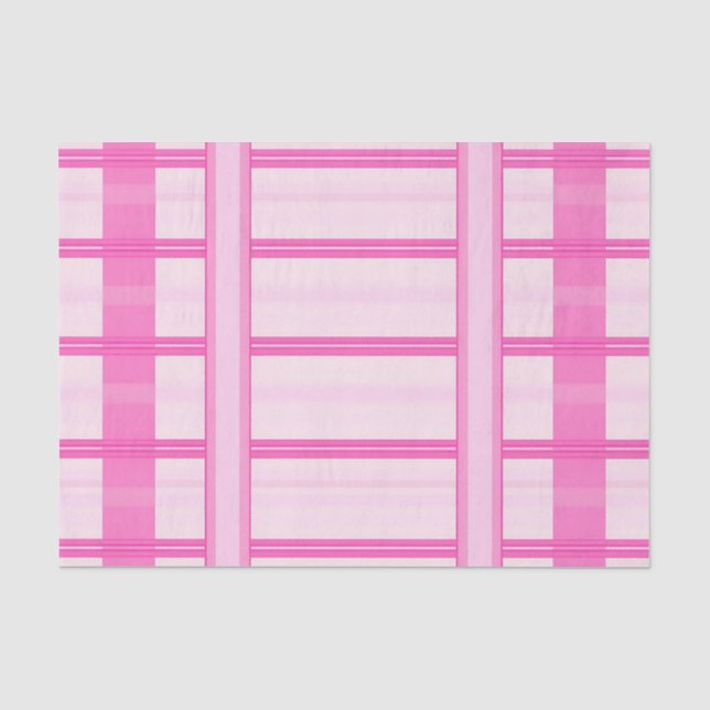 Papel De Seda Padrão de Listra Xadrez Gingham Rosa (Frente )