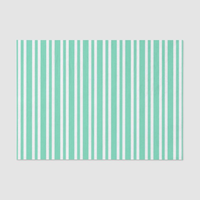 Papel De Seda Padrão de Listras Brancas Aquamarine (Frente )