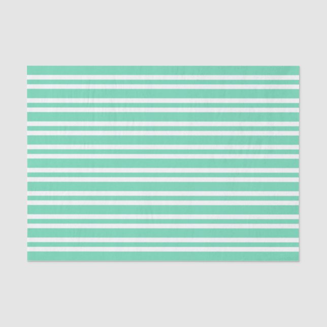 Papel De Seda Padrão de Listras Brancas Aquamarine (Frente )