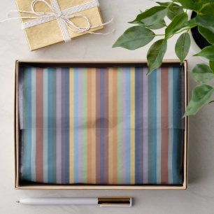 Papel De Seda Padrão de Listras Coloridas de Outono e Inverno