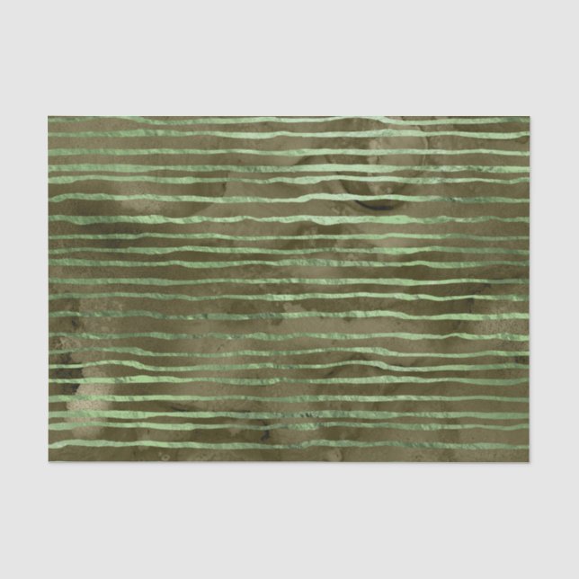 Papel De Seda Padrão de Listras de Aquarela Verde (Frente )