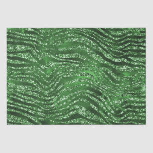 Papel De Seda Padrão de Listras de Tigre com Brilho Verde Glam