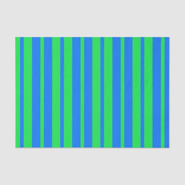 Papel De Seda Padrão de Listras Elegantes Azul Verde (Frente )