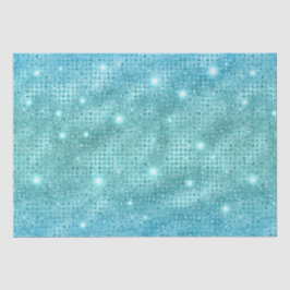 Papel De Seda Padrão de Literatura Metálica do Mosaico Azul Eleg