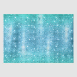 Papel De Seda Padrão de Literatura Metálica do Mosaico Azul Eleg