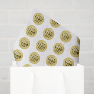 Papel De Seda Padrão de Logotipo Comercial de Ouro Personalizado