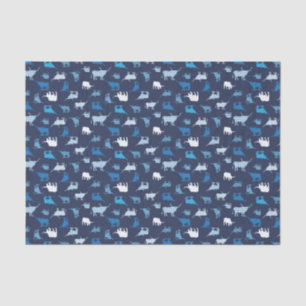 Papel De Seda Padrão de Longhorns Padrão Azul