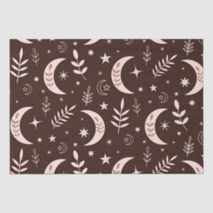 Papel De Seda Padrão de lua boho com folhas e estrelas