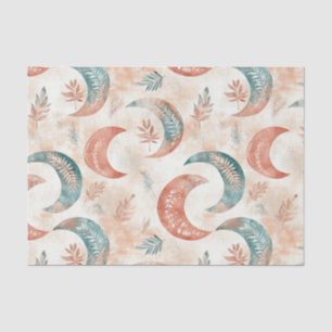 Papel De Seda Padrão de Lua Floral Boho Celestial (2)
